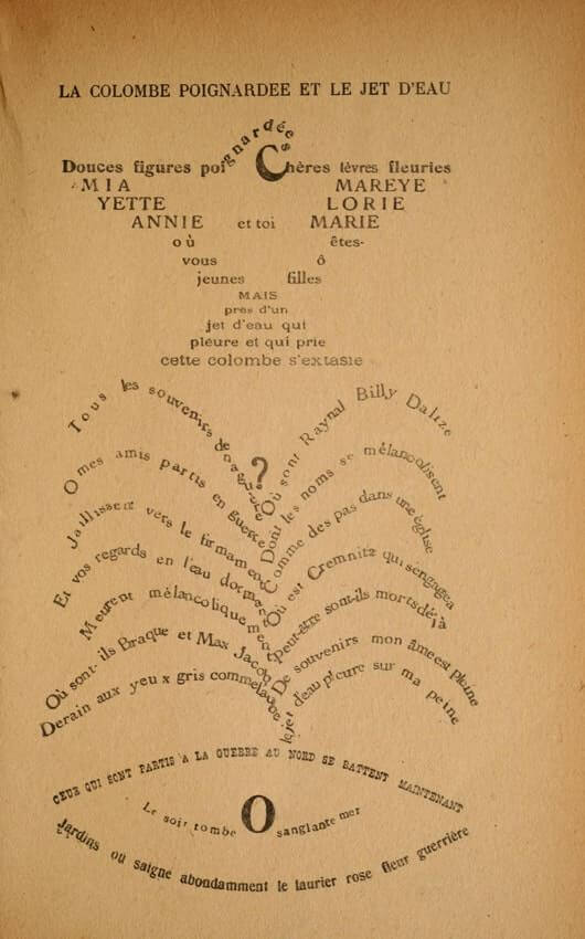 A page from Apollinaire's Calligrammes